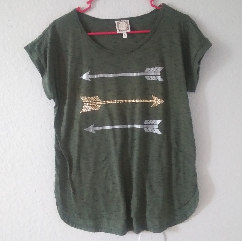 Army Green Boho Arrow Tee